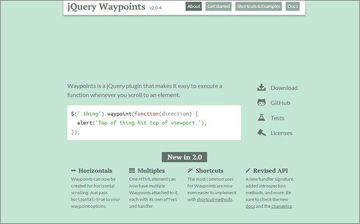  jQuery Waypoints